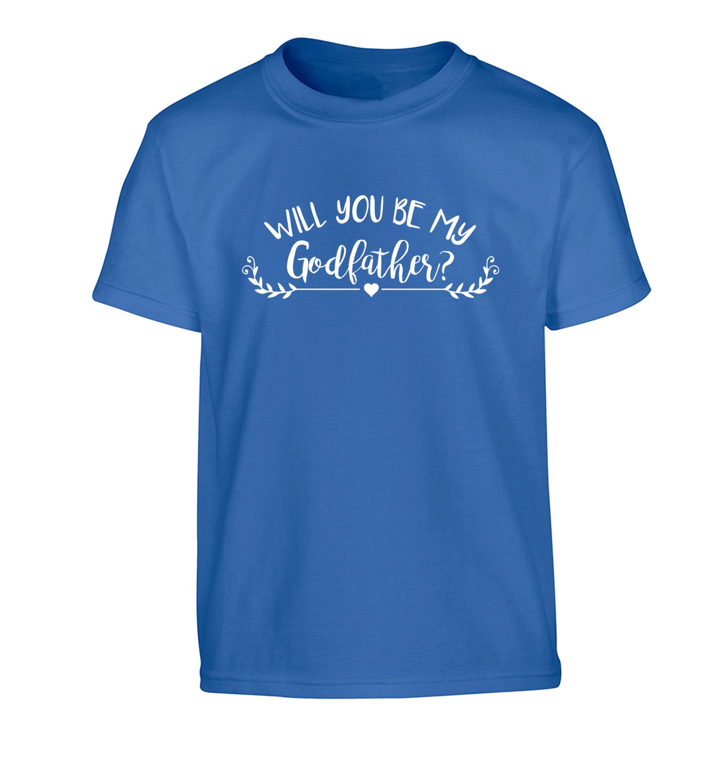 Will you be my godfather? Children's blue Tshirt 12-14 Years