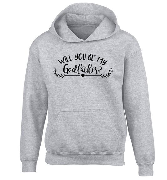Will you be my godfather? children's grey hoodie 12-14 Years