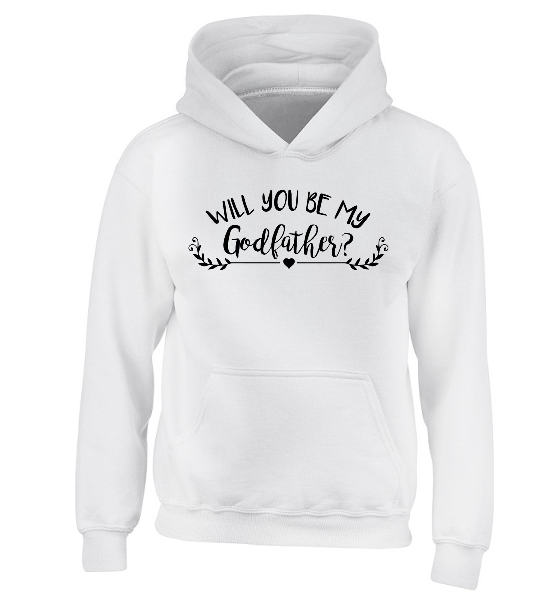 Will you be my godfather? children's white hoodie 12-14 Years