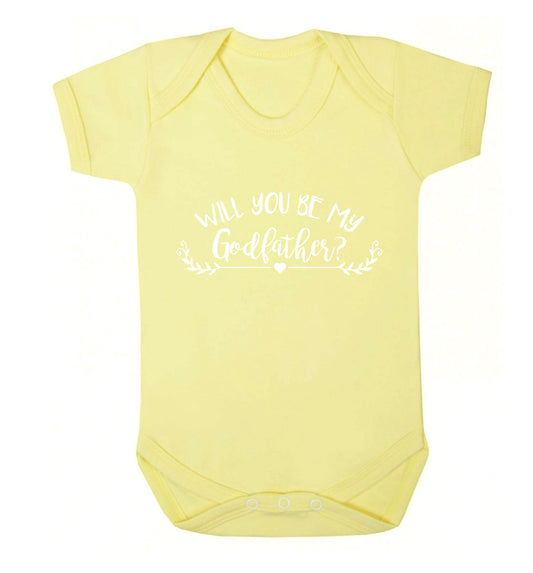 Will you be my godfather? Baby Vest pale yellow 18-24 months