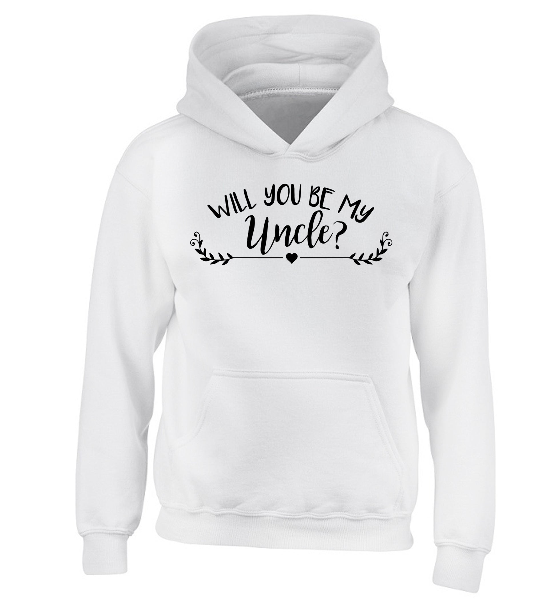 Will you be my uncle? children's white hoodie 12-14 Years