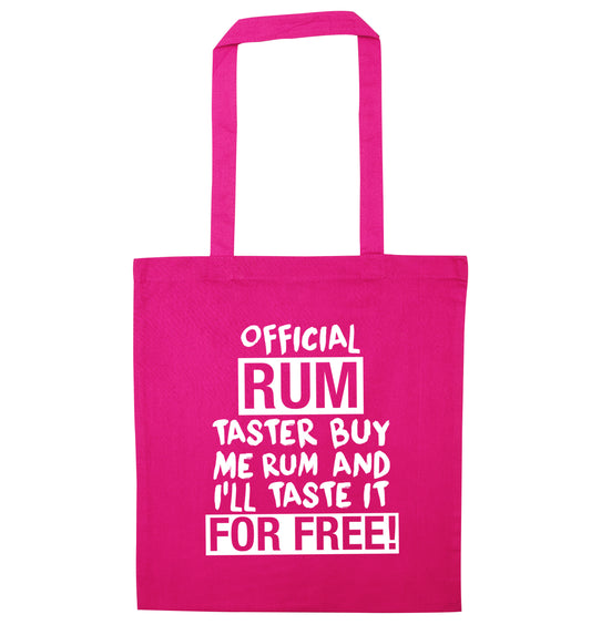 Official rum taster buy me rum and I'll taste it for free pink tote bag