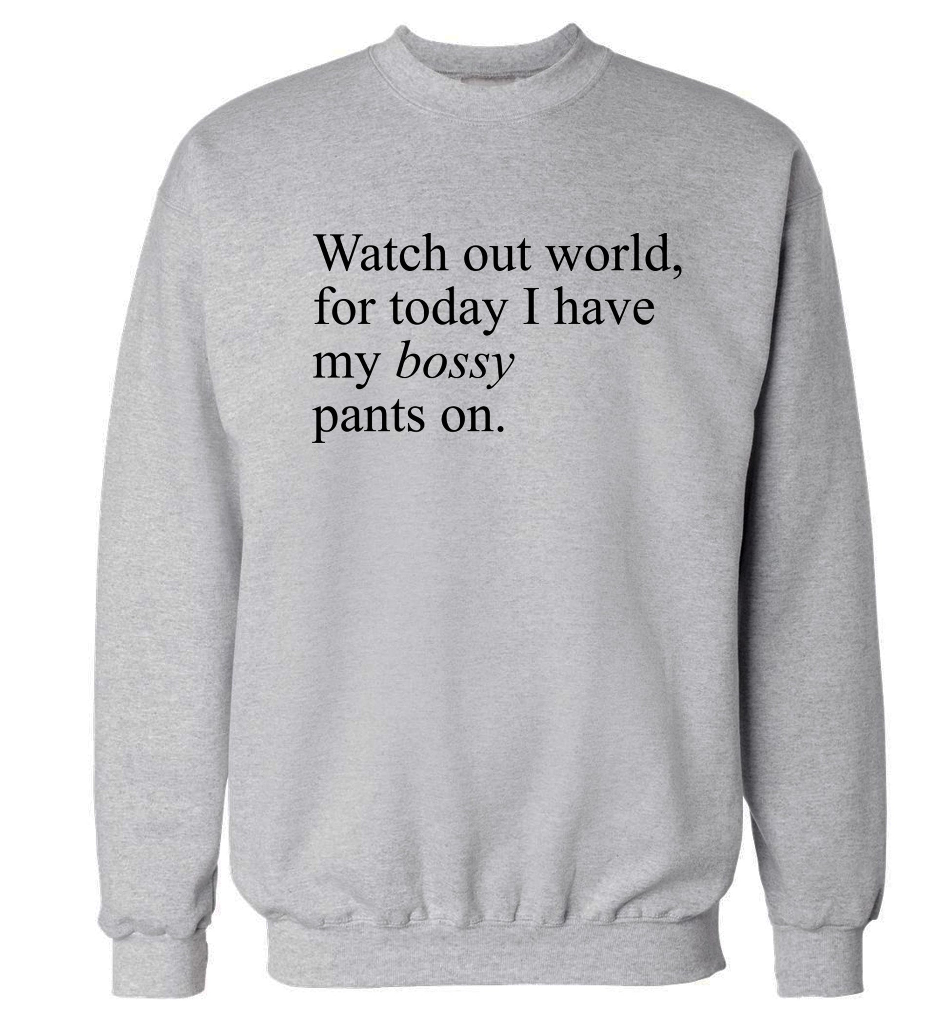 Watch out world, for today I have my bossy pants on Adult's unisex grey Sweater 2XL