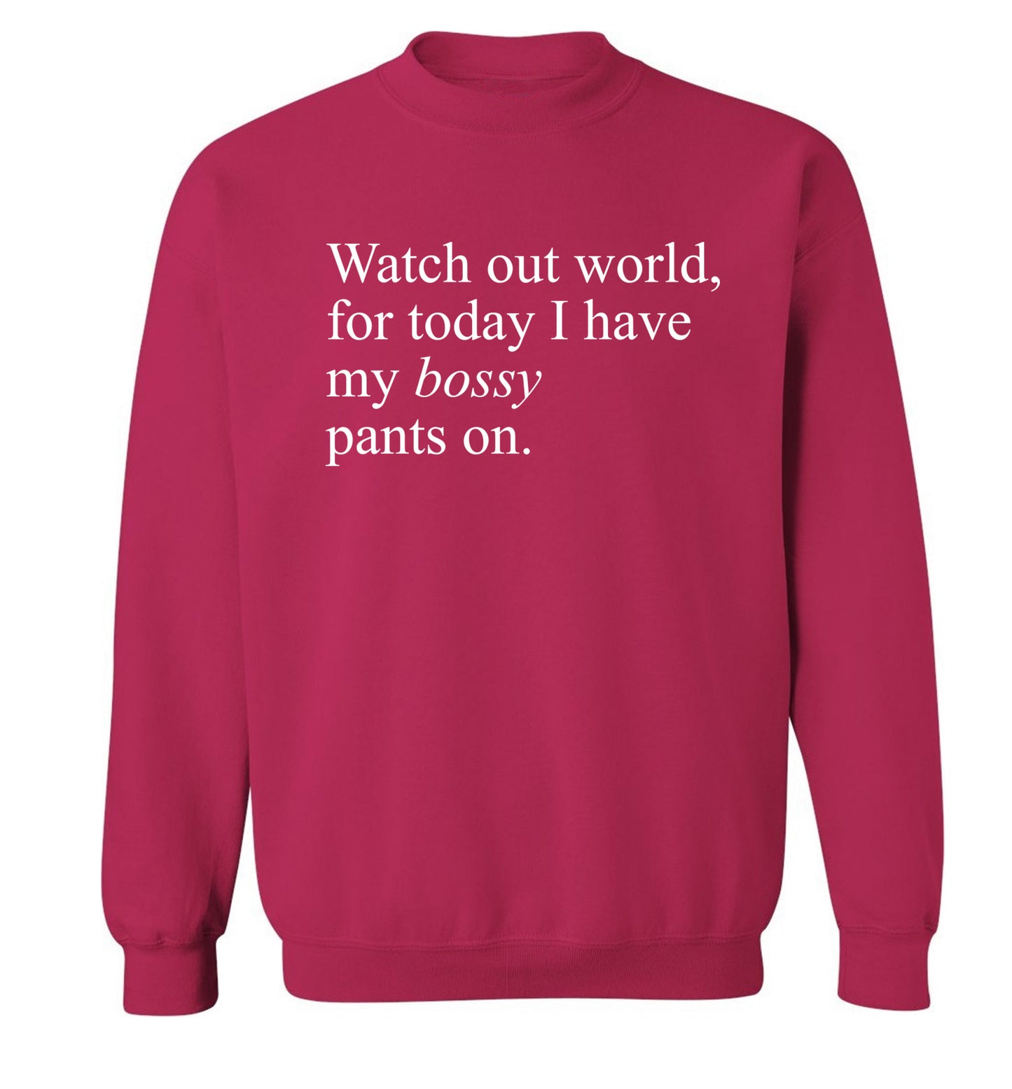 Watch out world, for today I have my bossy pants on Adult's unisex pink Sweater 2XL