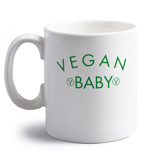 Vegan baby right handed white ceramic mug 