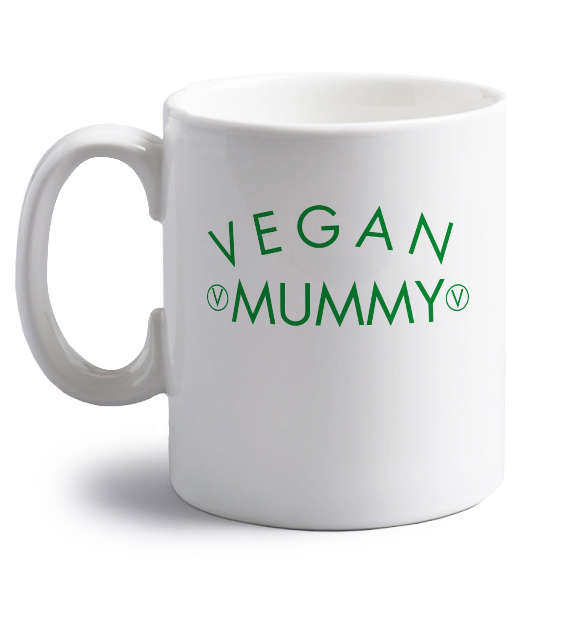 Vegan mummy right handed white ceramic mug 