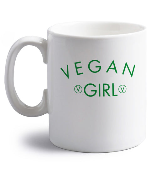 Vegan girl right handed white ceramic mug 