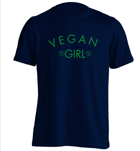 Vegan girl adults unisex navy Tshirt 2XL
