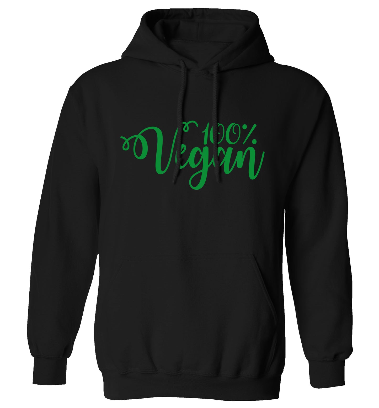 100% Vegan adults unisex black hoodie 2XL
