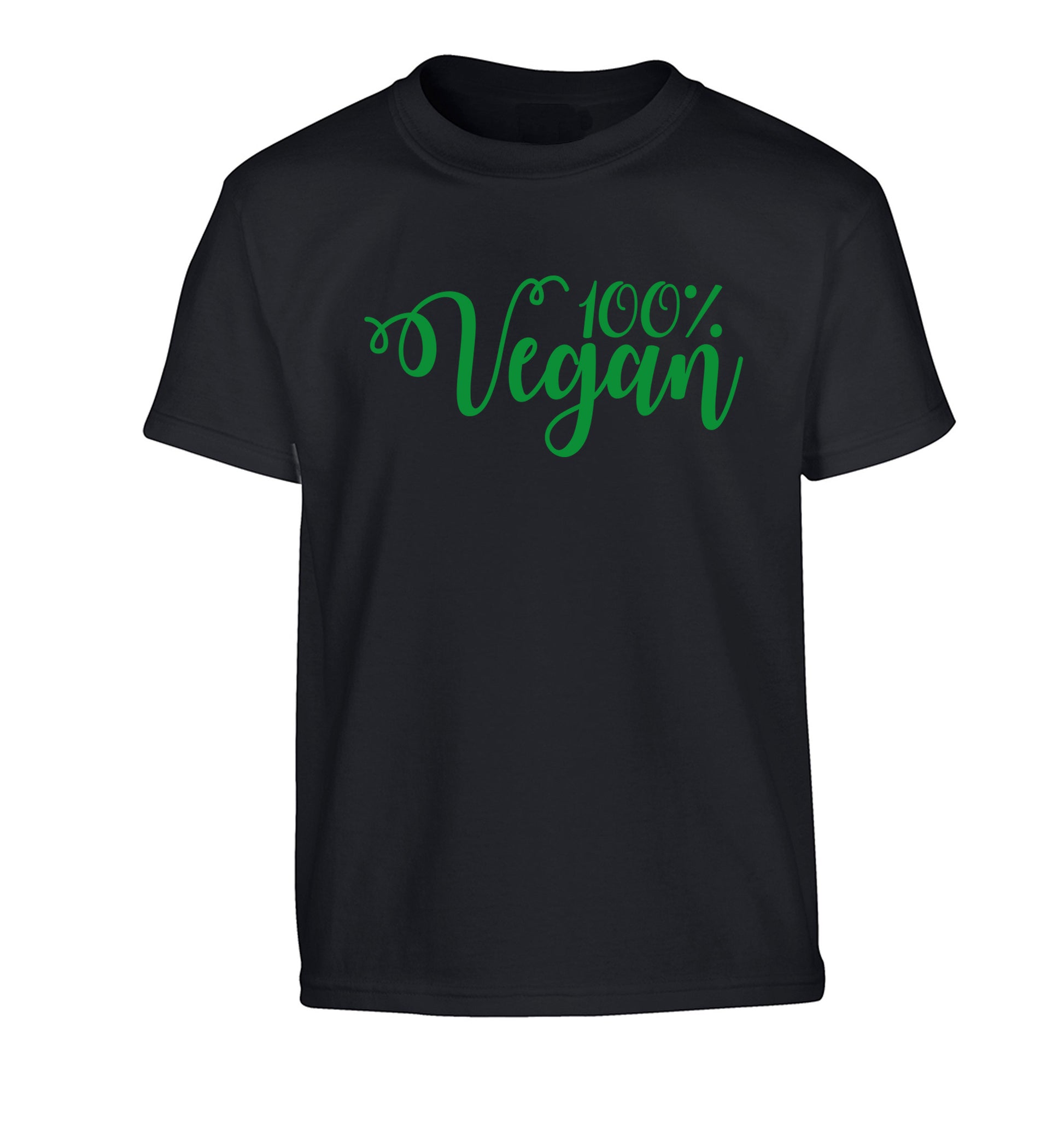 100% Vegan Children's black Tshirt 12-14 Years