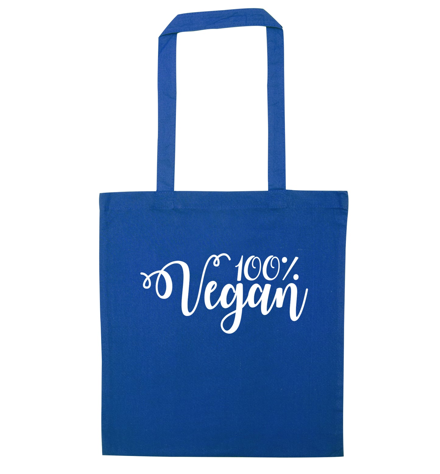 100% Vegan blue tote bag