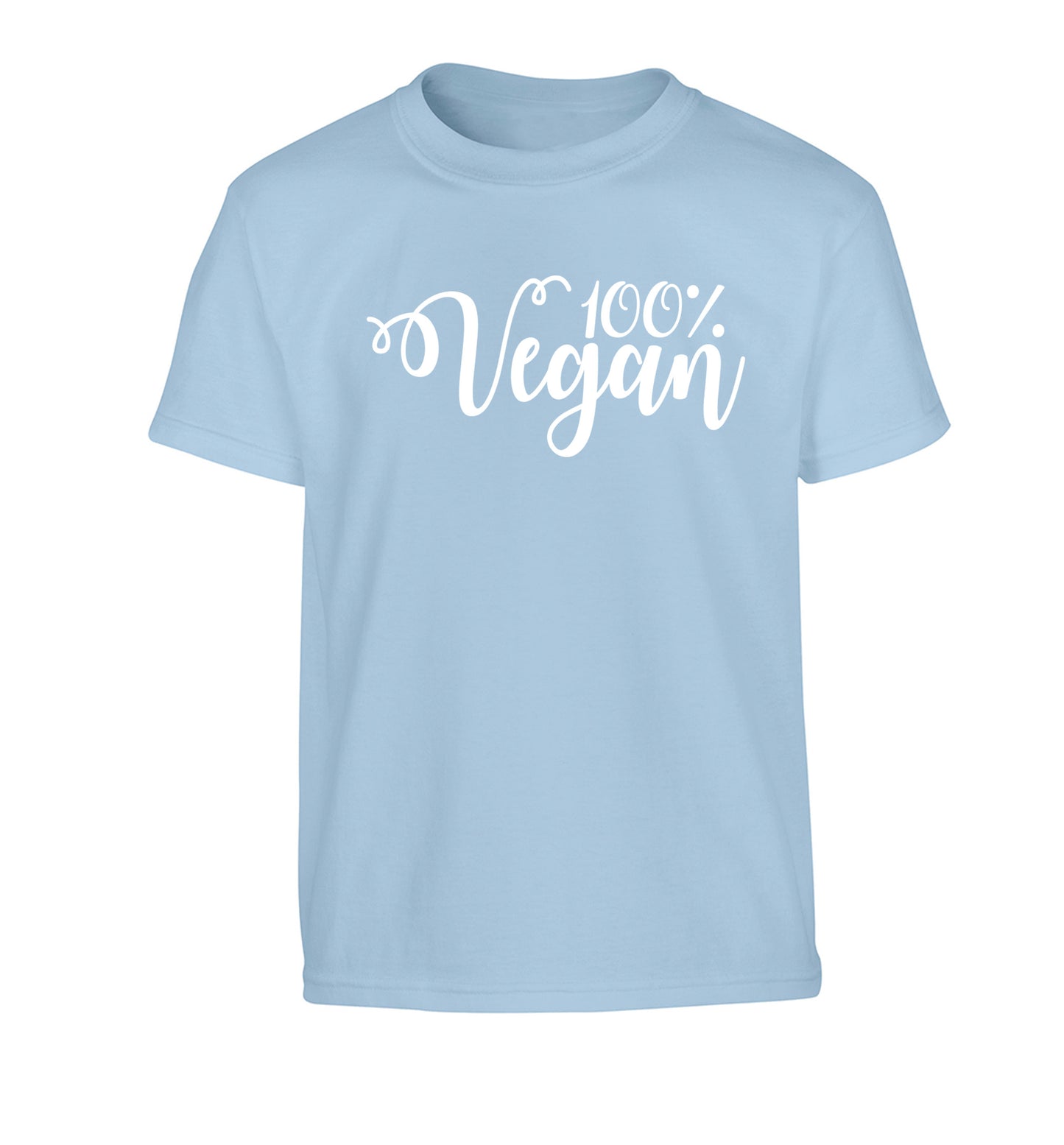 100% Vegan Children's light blue Tshirt 12-14 Years