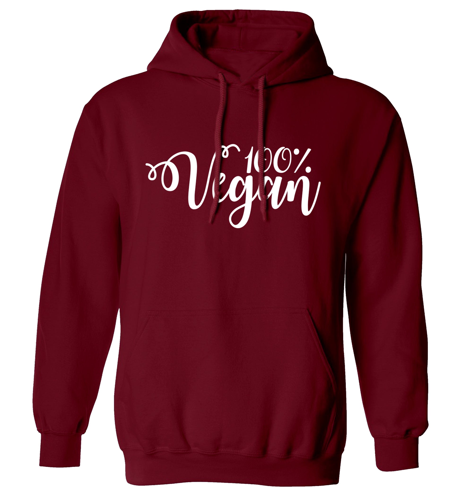 100% Vegan adults unisex maroon hoodie 2XL