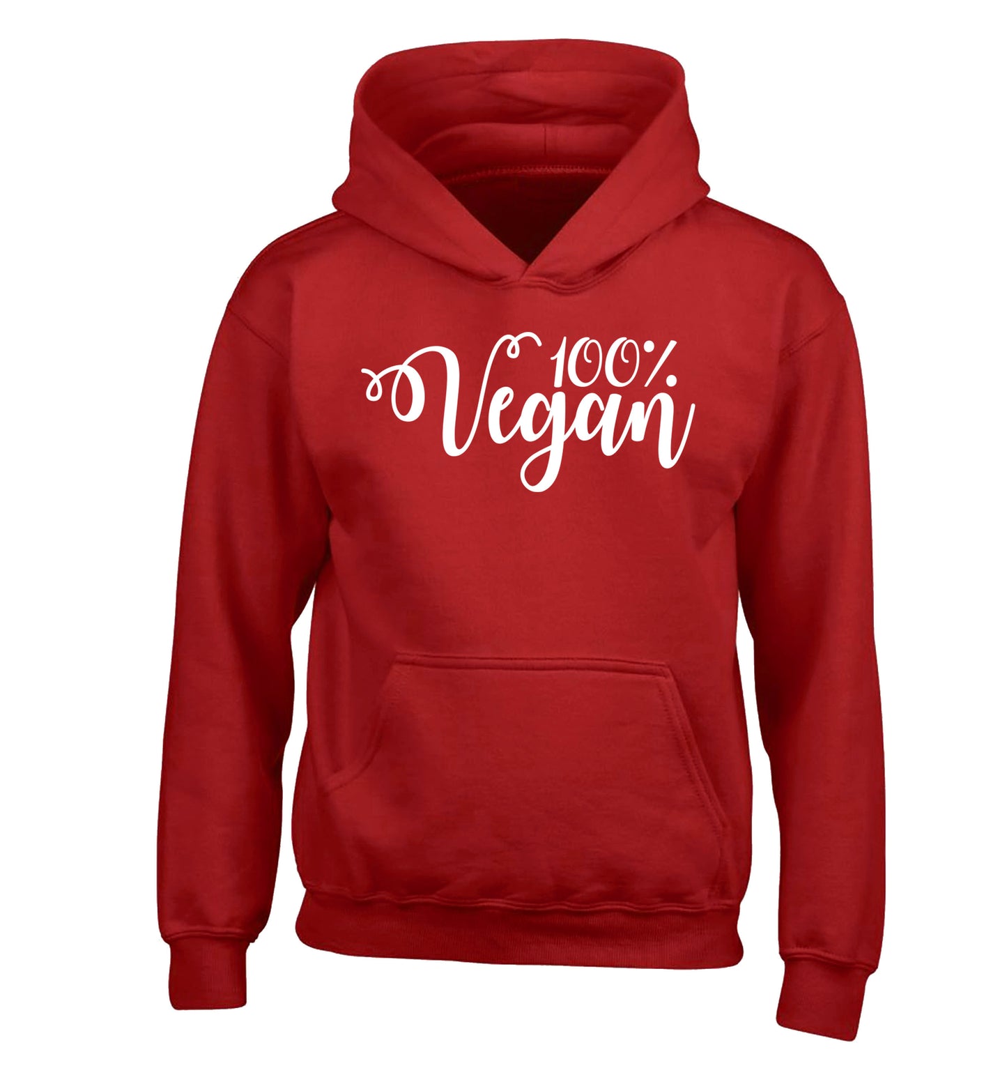 100% Vegan children's red hoodie 12-14 Years