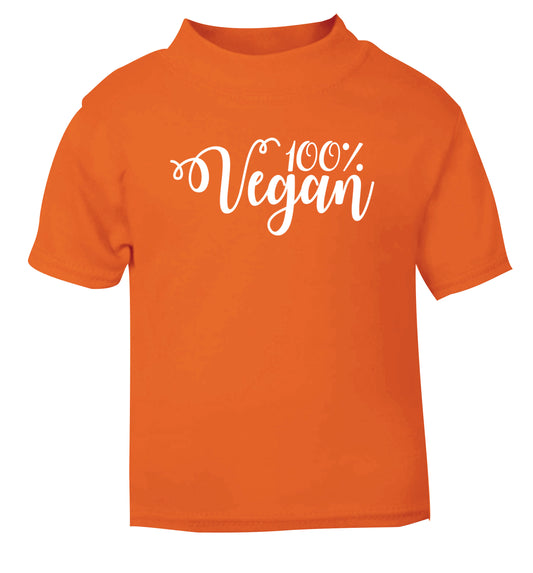 100% Vegan orange Baby Toddler Tshirt 2 Years
