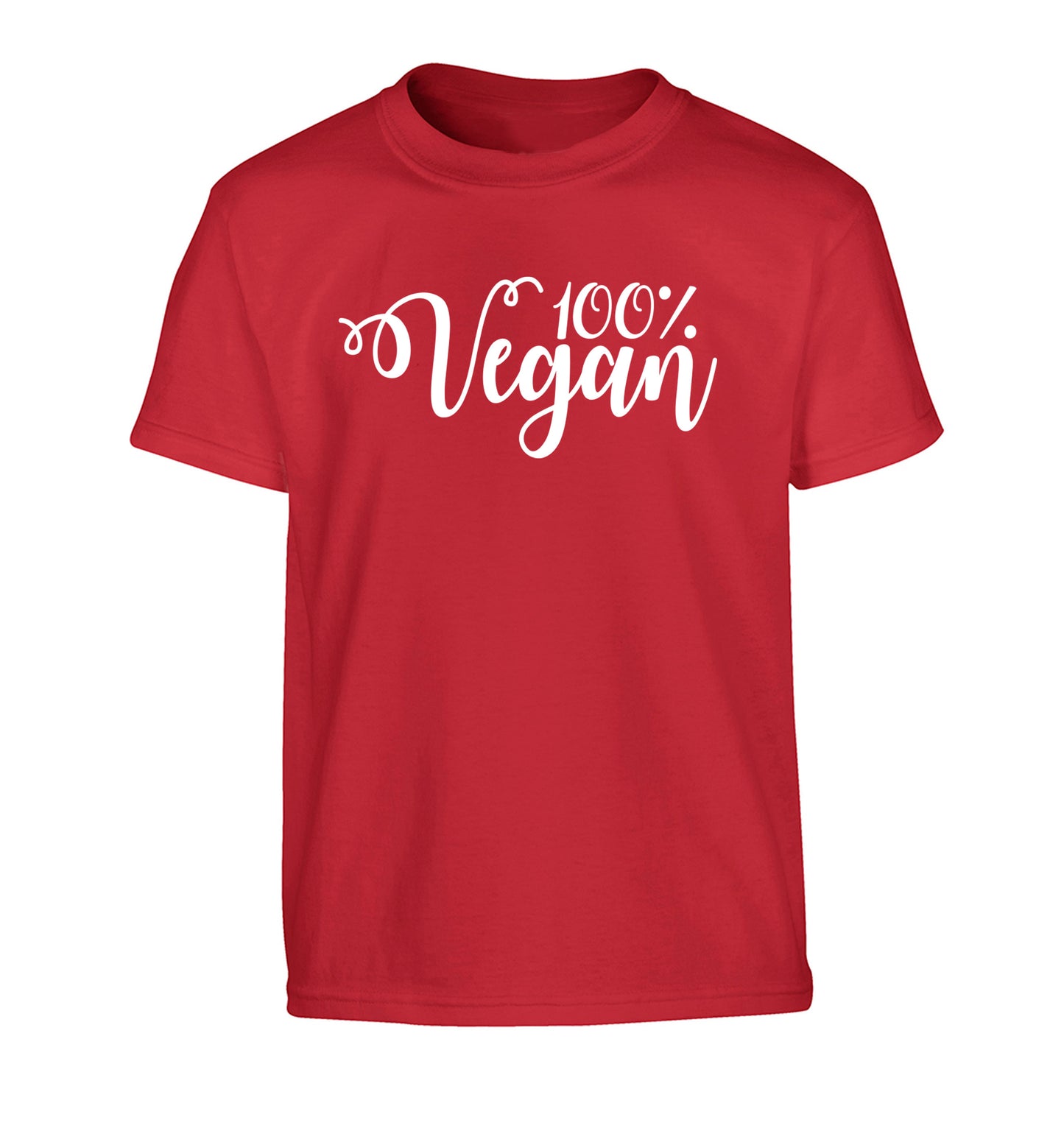 100% Vegan Children's red Tshirt 12-14 Years