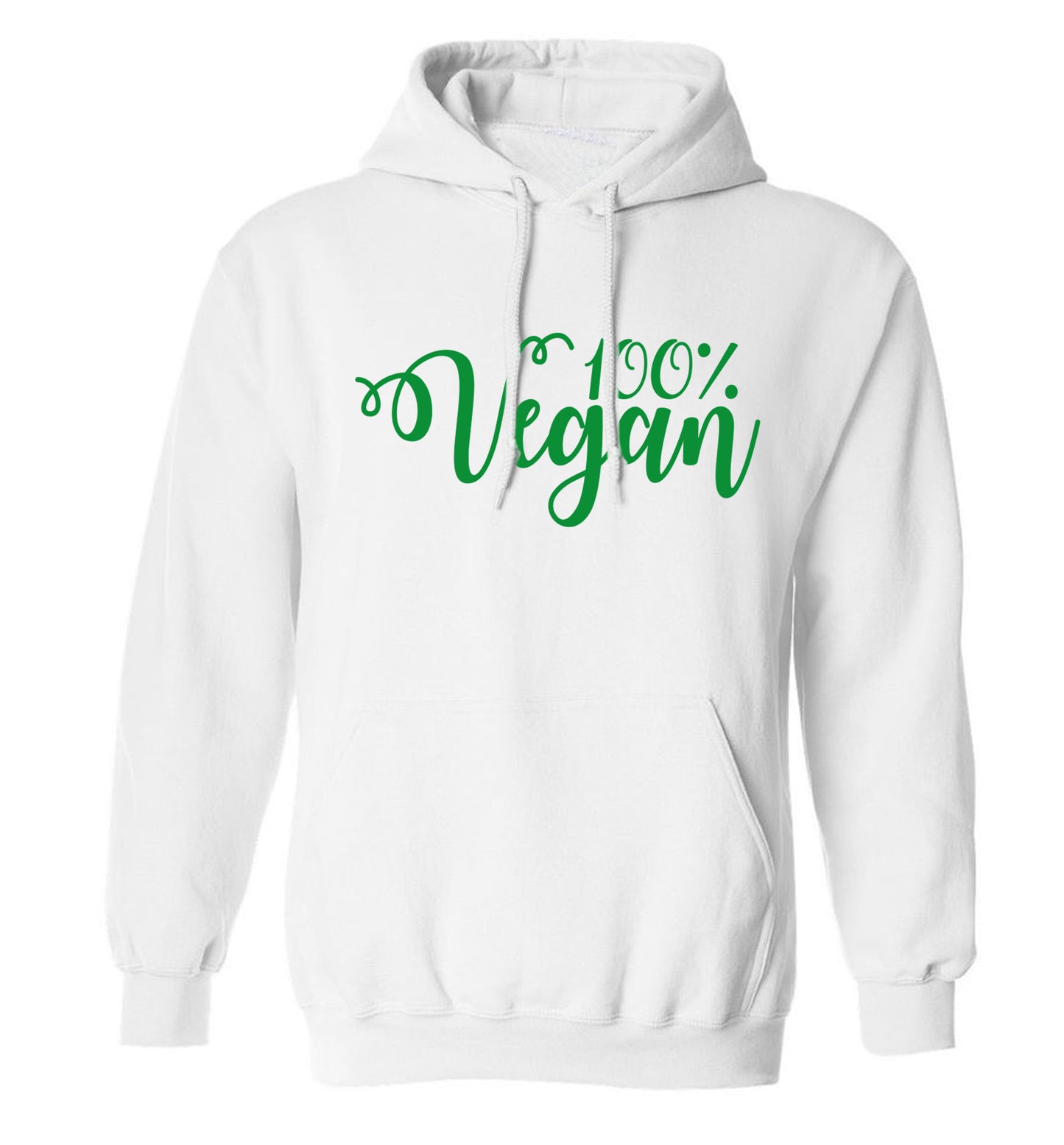 100% Vegan adults unisex white hoodie 2XL