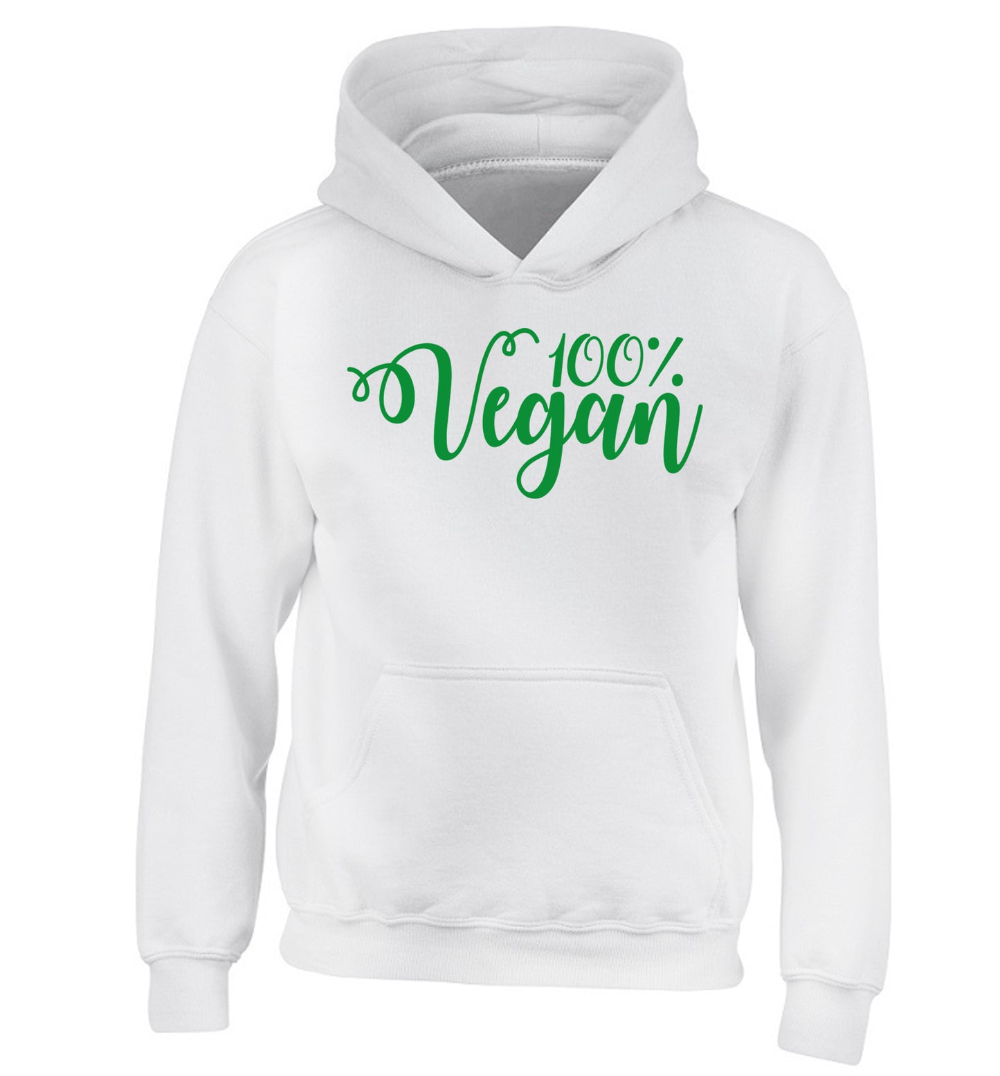 100% Vegan children's white hoodie 12-14 Years
