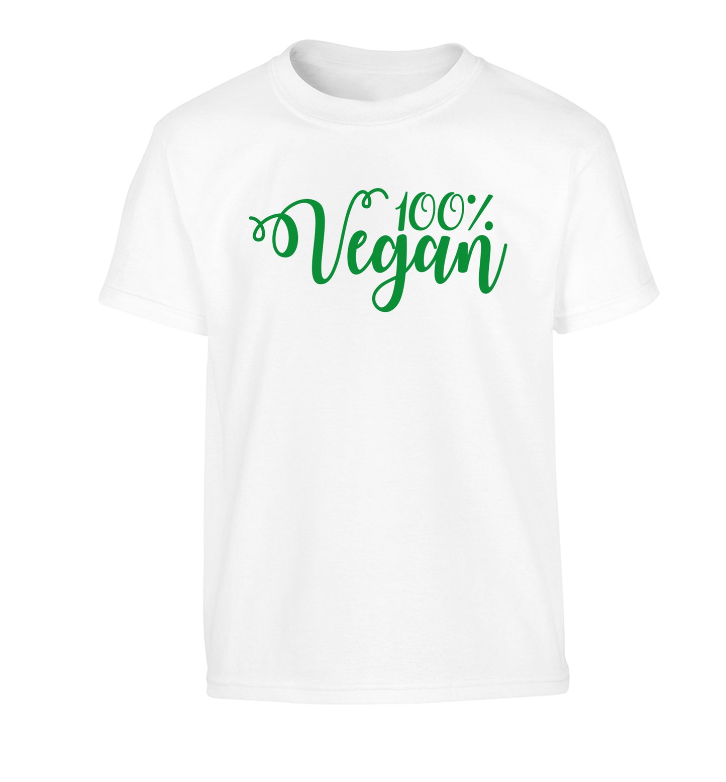 100% Vegan Children's white Tshirt 12-14 Years