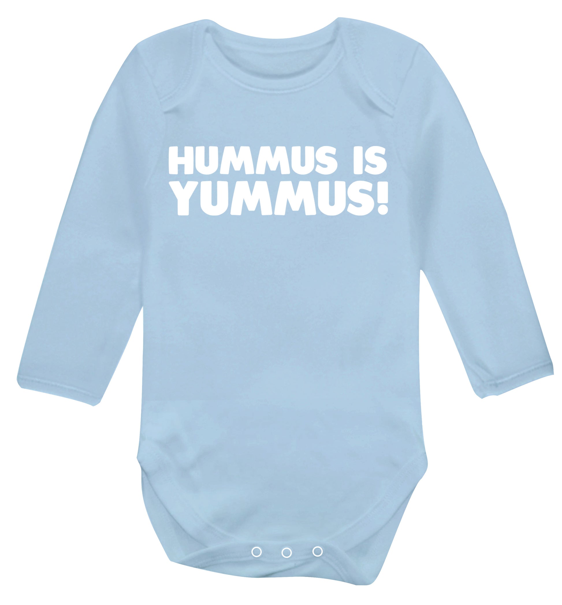 Hummus is Yummus  Baby Vest long sleeved pale blue 6-12 months