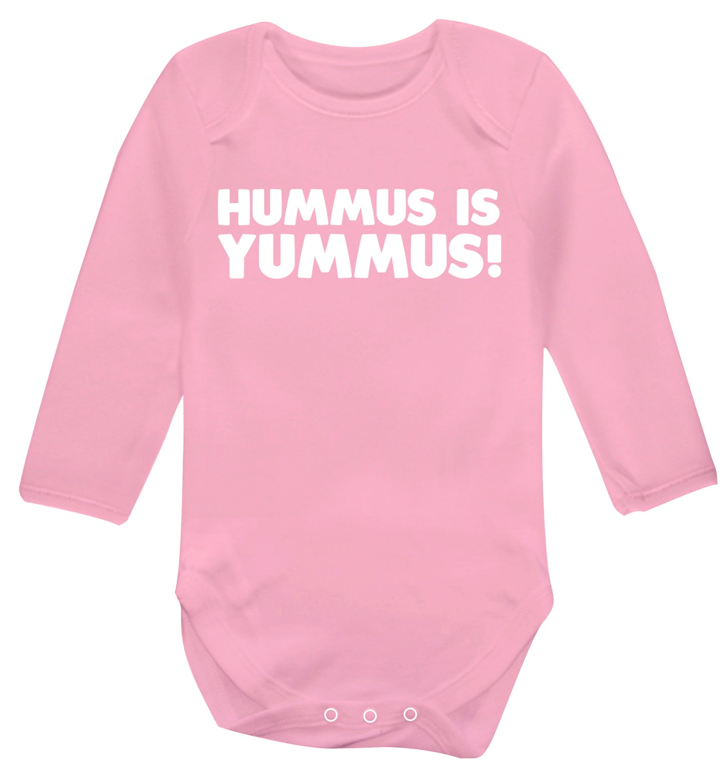Hummus is Yummus  Baby Vest long sleeved pale pink 6-12 months