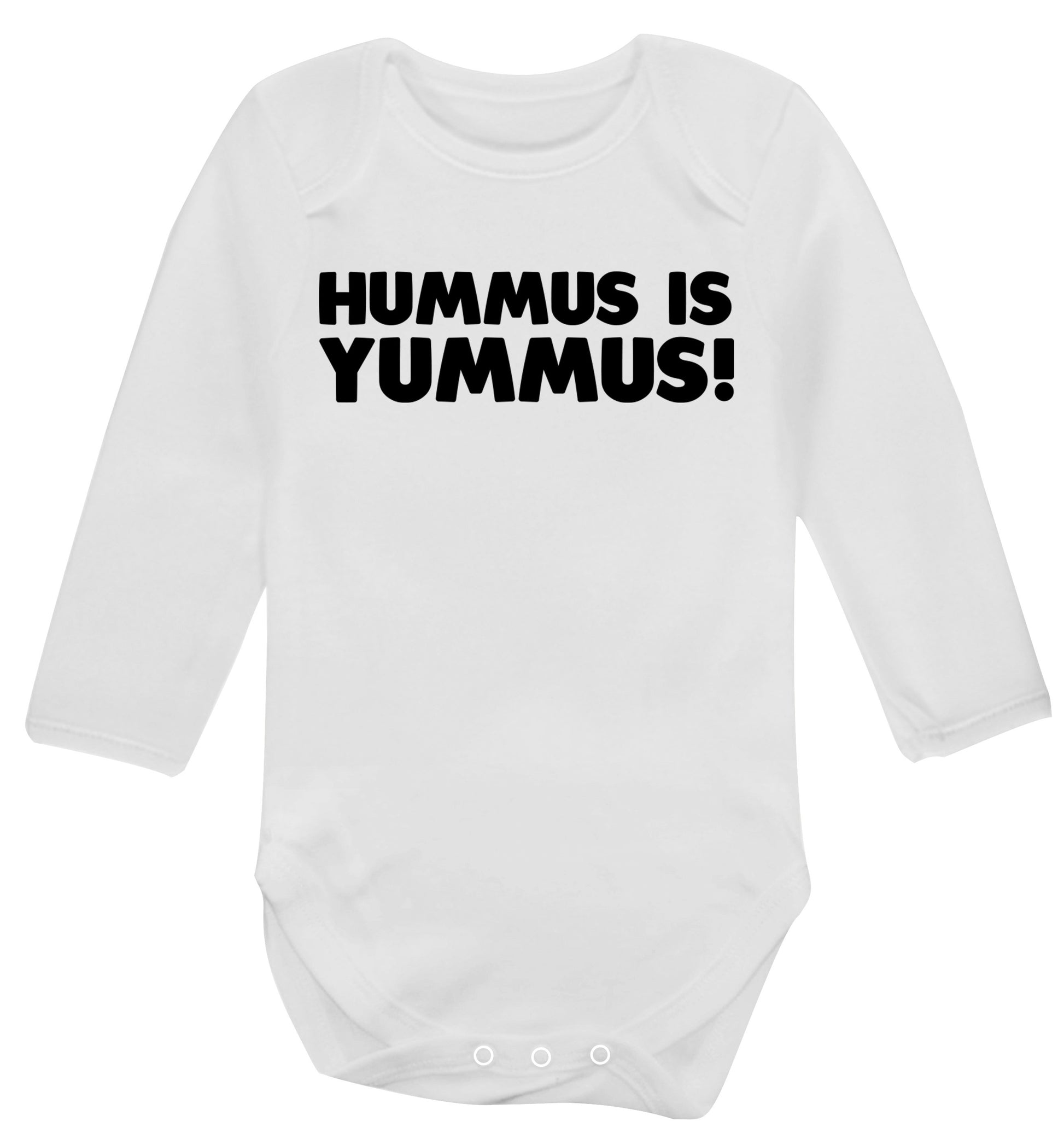 Hummus is Yummus  Baby Vest long sleeved white 6-12 months
