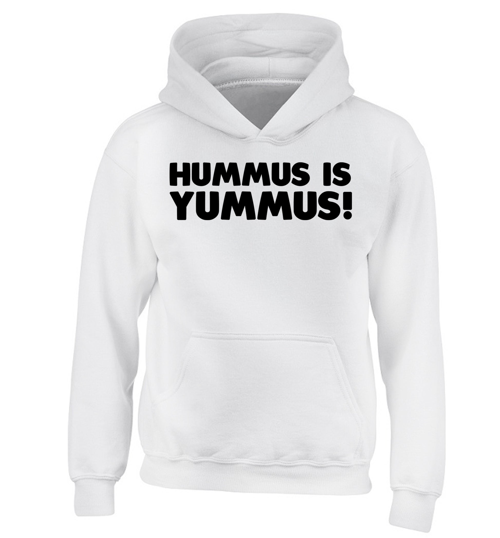 Hummus is Yummus  children's white hoodie 12-14 Years