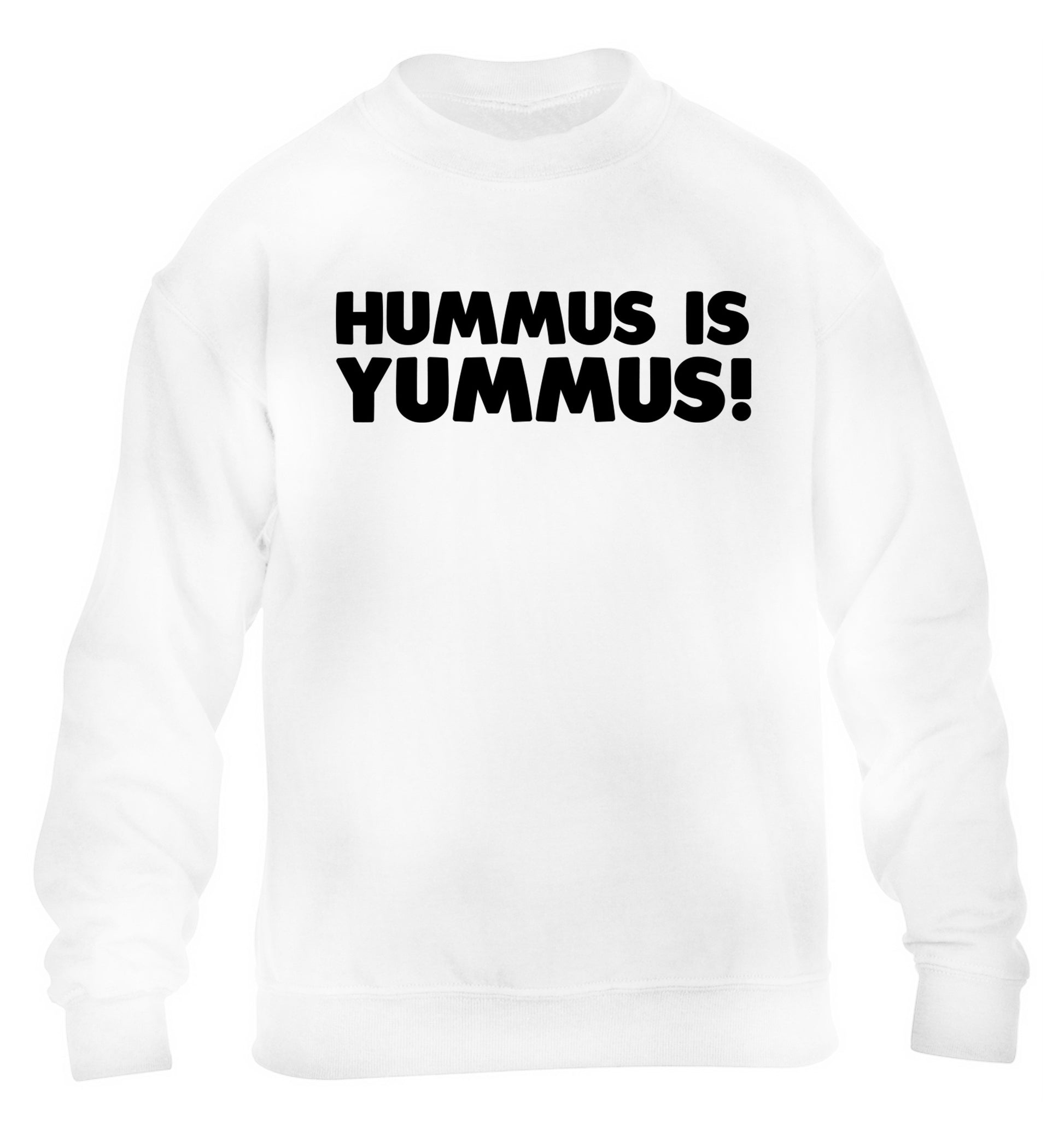 Hummus is Yummus  children's white sweater 12-14 Years