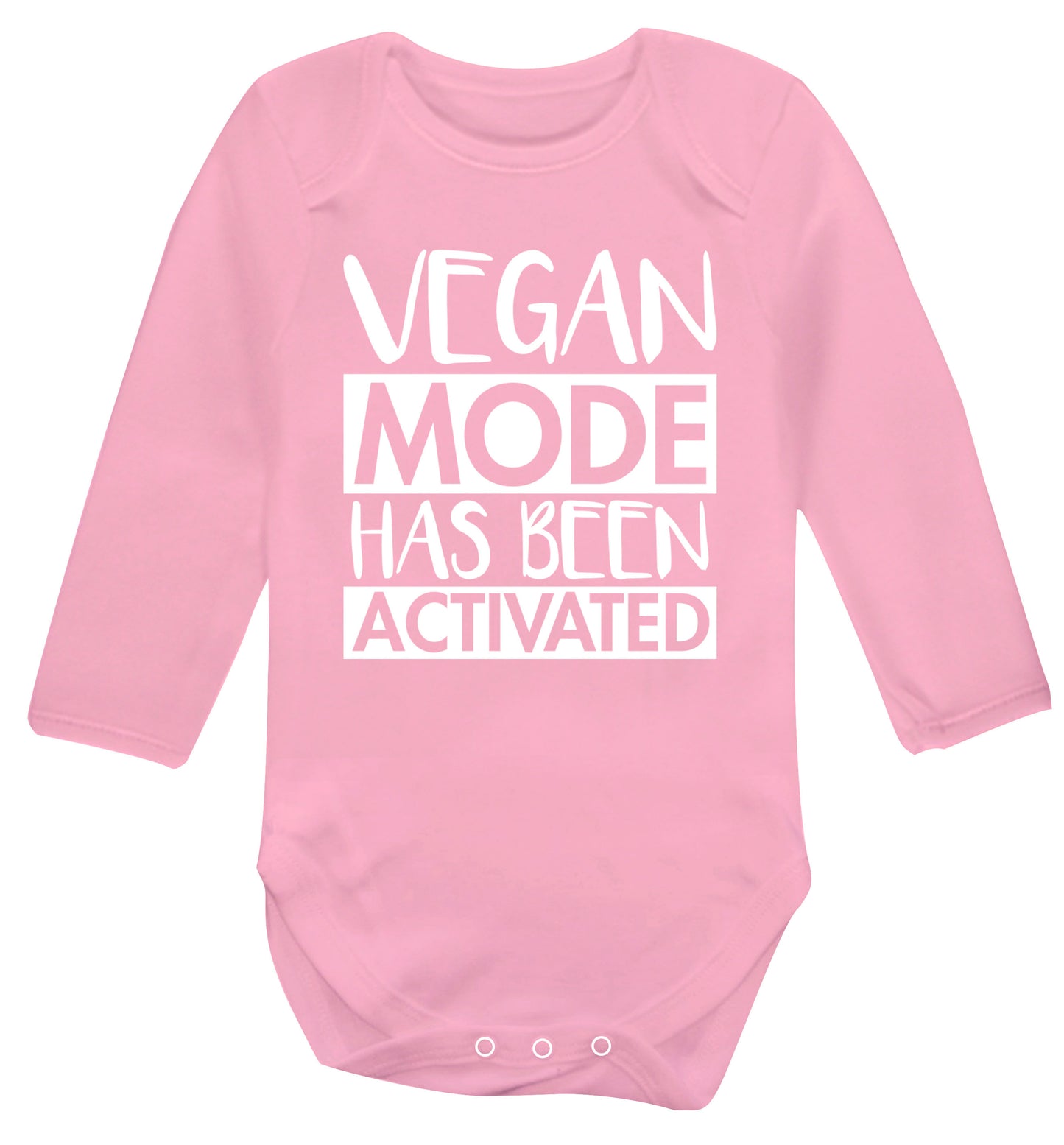 Vegan mode activated Baby Vest long sleeved pale pink 6-12 months