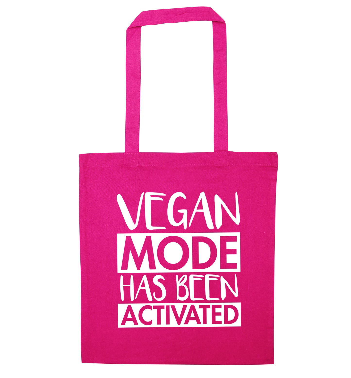 Vegan mode activated pink tote bag