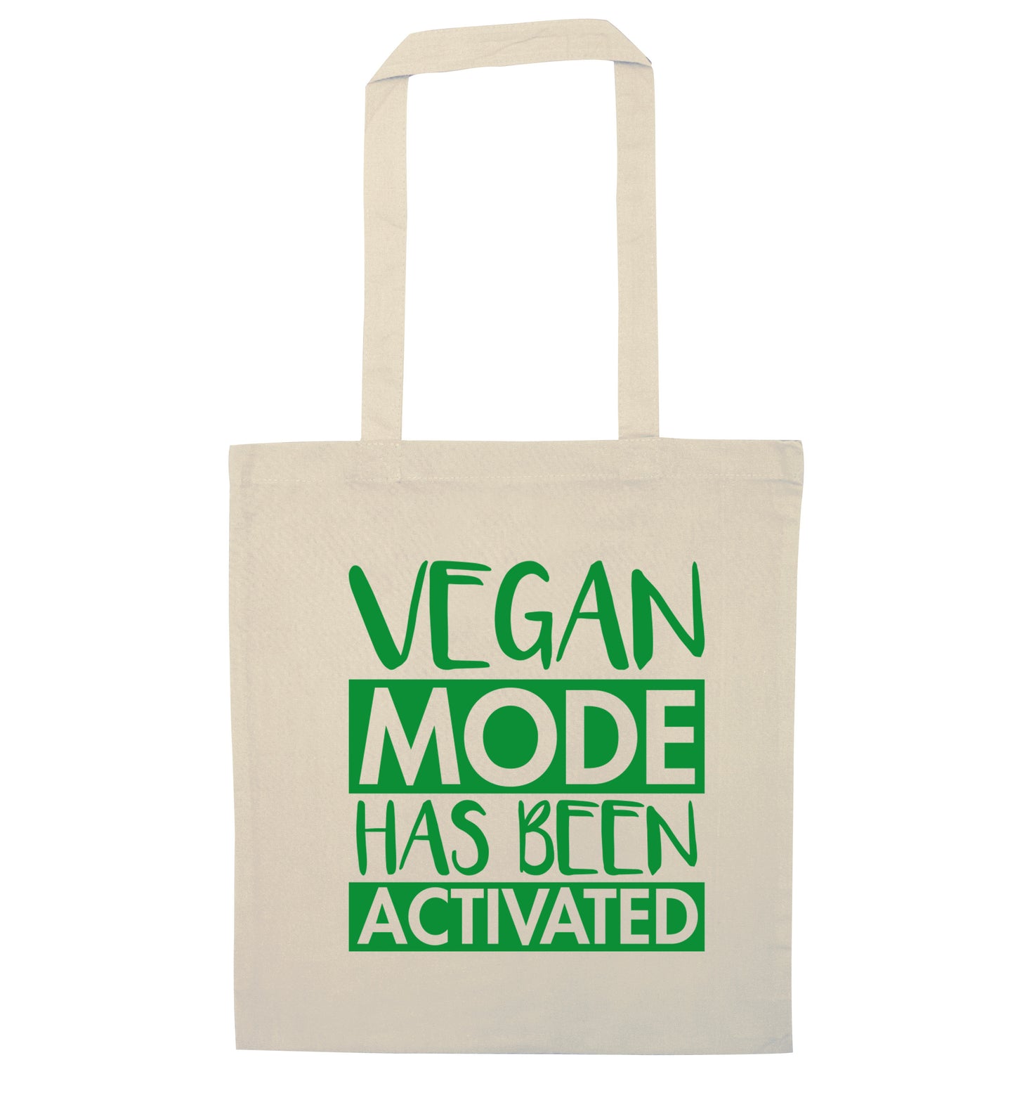 Vegan mode activated natural tote bag