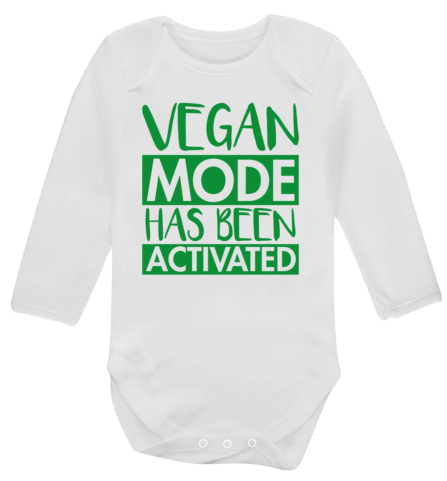 Vegan mode activated Baby Vest long sleeved white 6-12 months