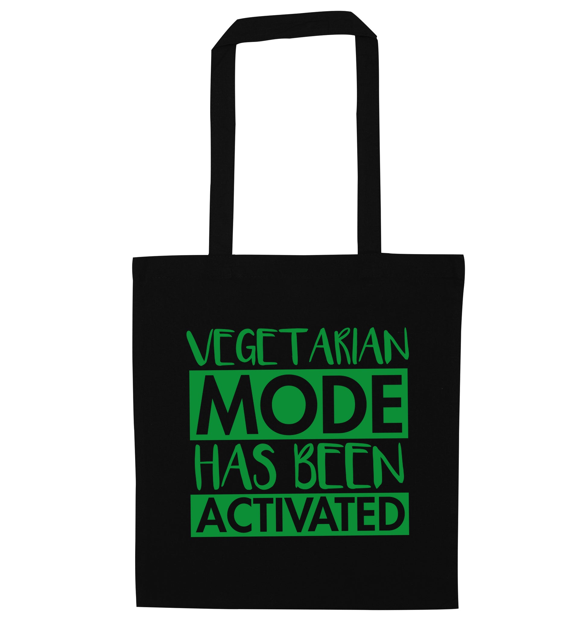 Vegetarian mode activated black tote bag