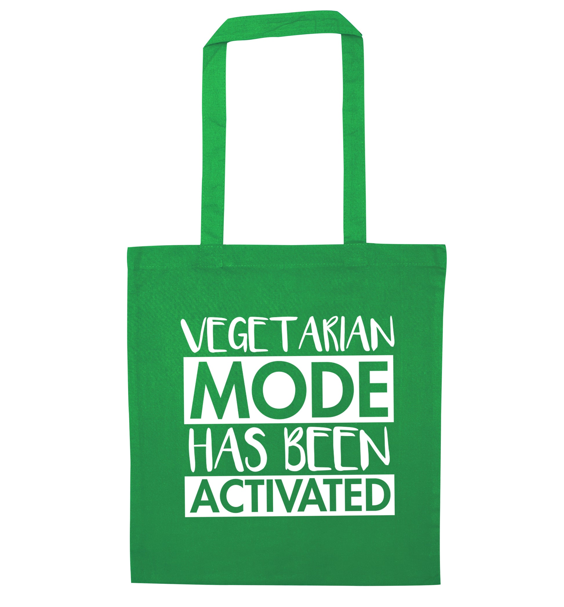 Vegetarian mode activated green tote bag