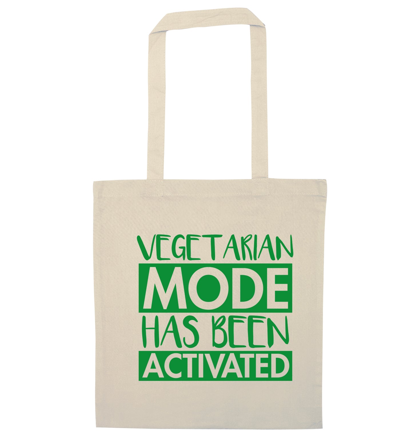Vegetarian mode activated natural tote bag