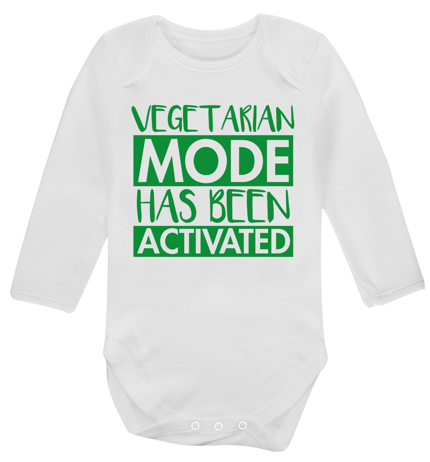 Vegetarian mode activated Baby Vest long sleeved white 6-12 months