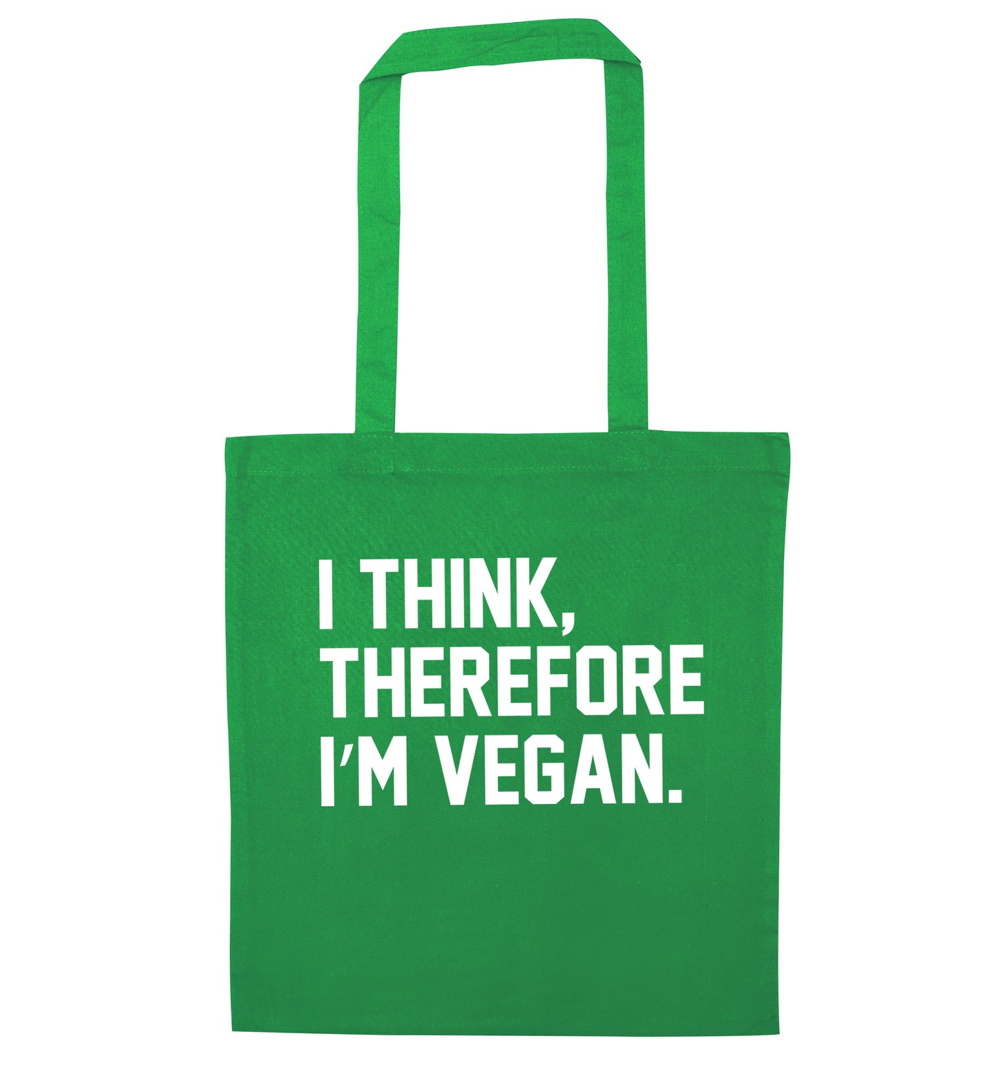 I think therefore I'm vegan green tote bag