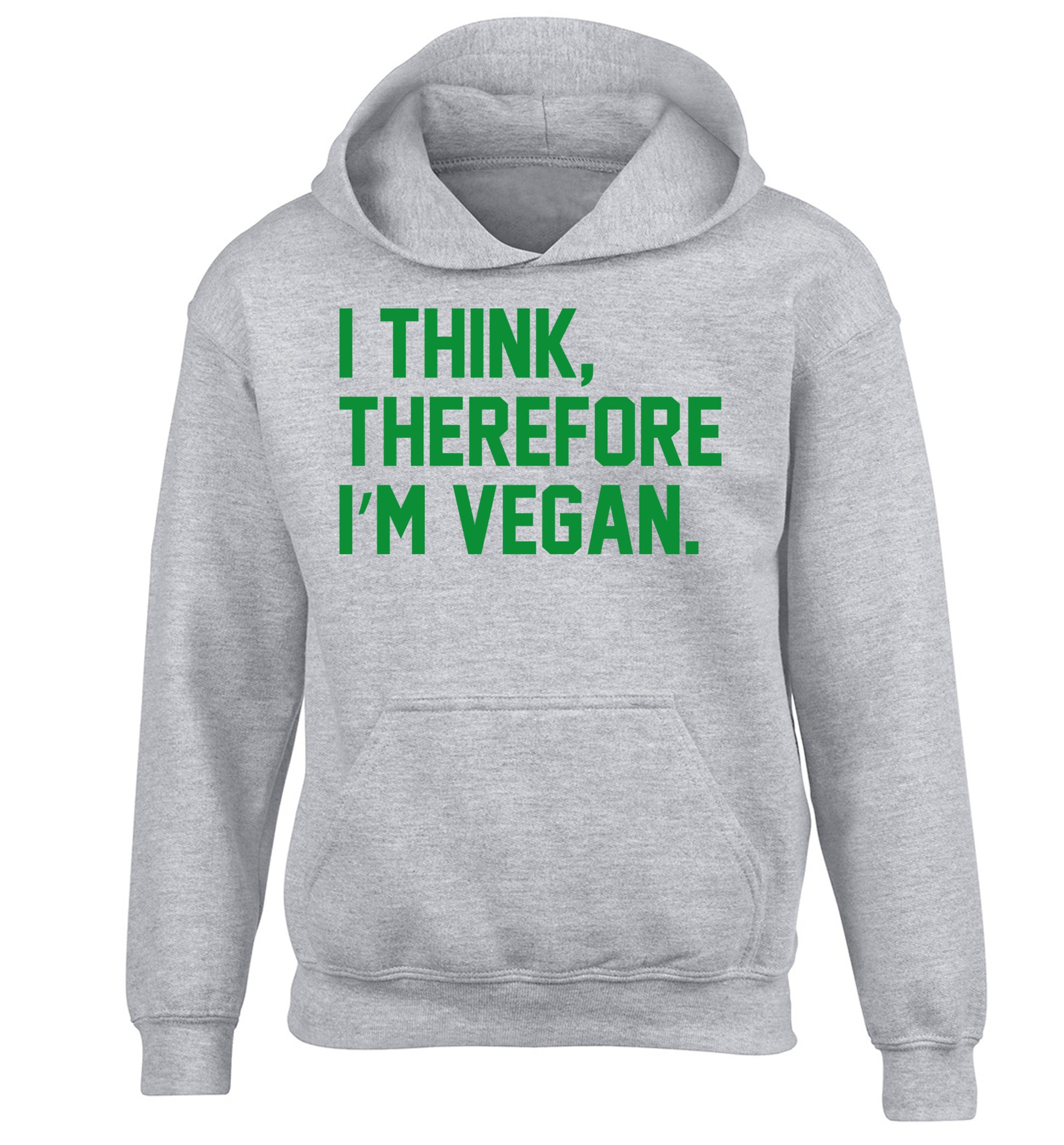 I think therefore I'm vegan children's grey hoodie 12-14 Years