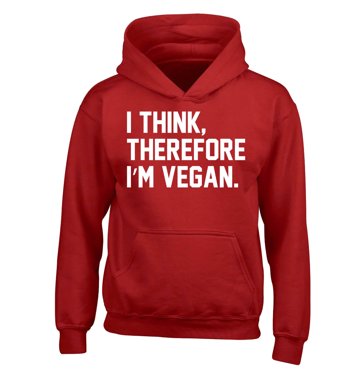 I think therefore I'm vegan children's red hoodie 12-14 Years