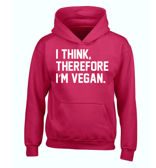 I think therefore I'm vegan children's pink hoodie 12-14 Years