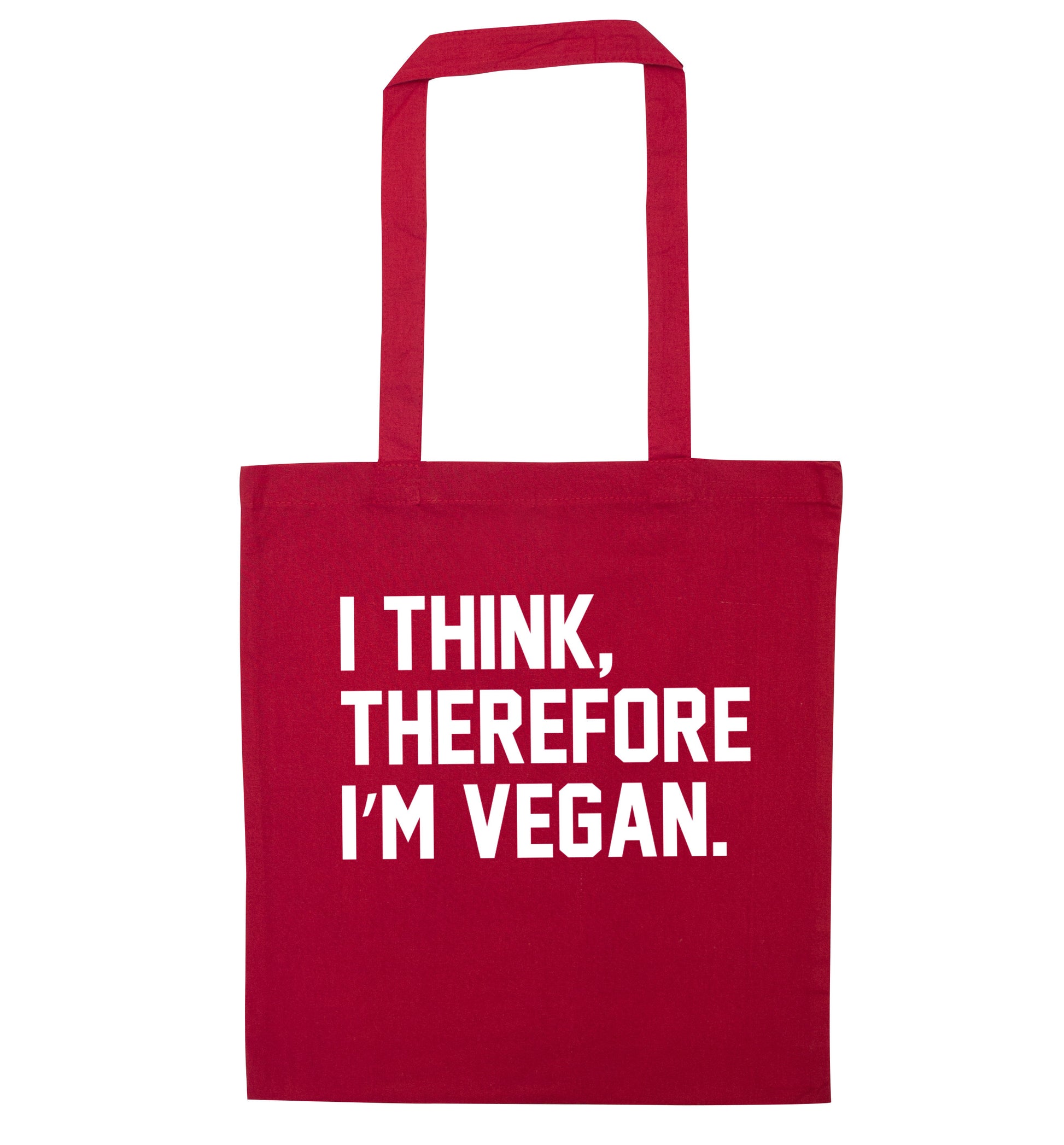 I think therefore I'm vegan red tote bag