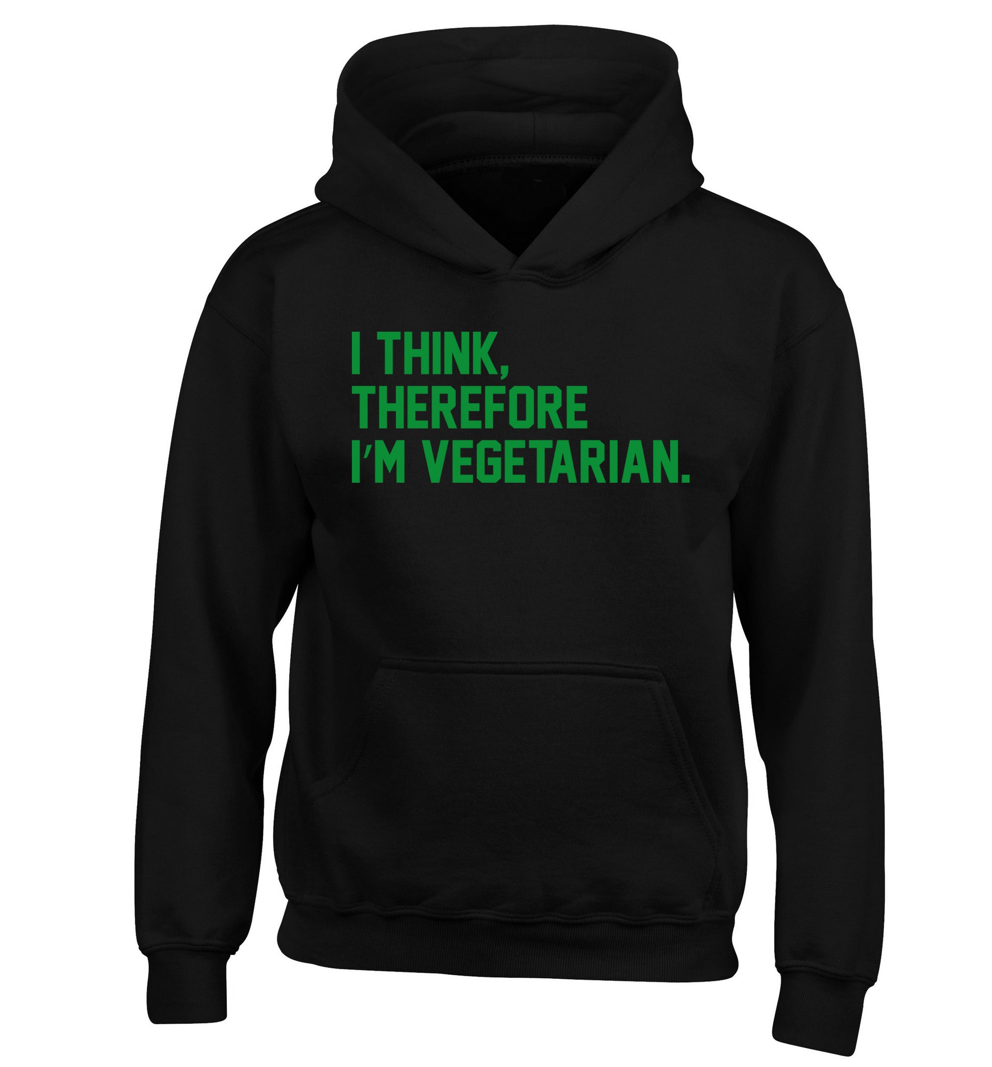 I think therefore I'm vegetarian children's black hoodie 12-14 Years