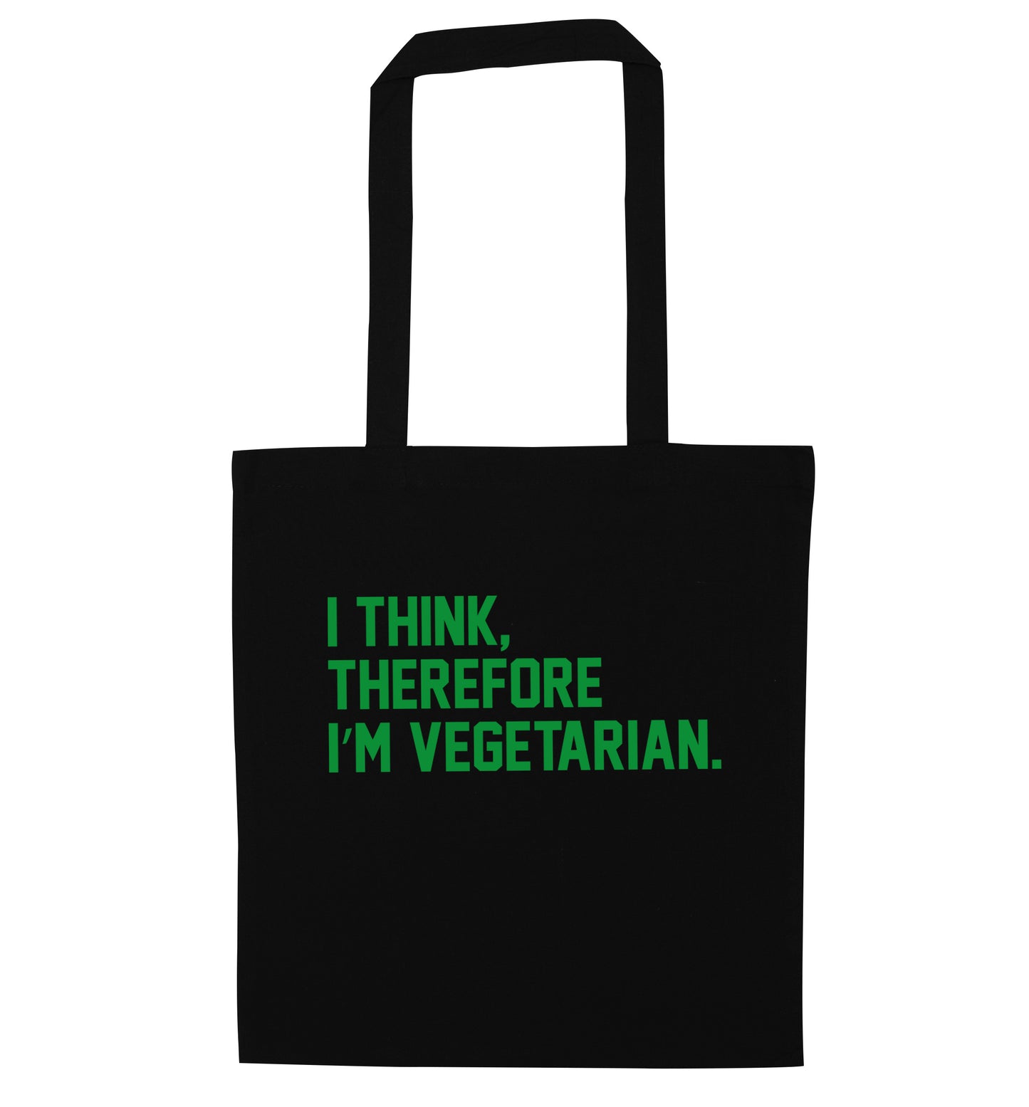 I think therefore I'm vegetarian black tote bag