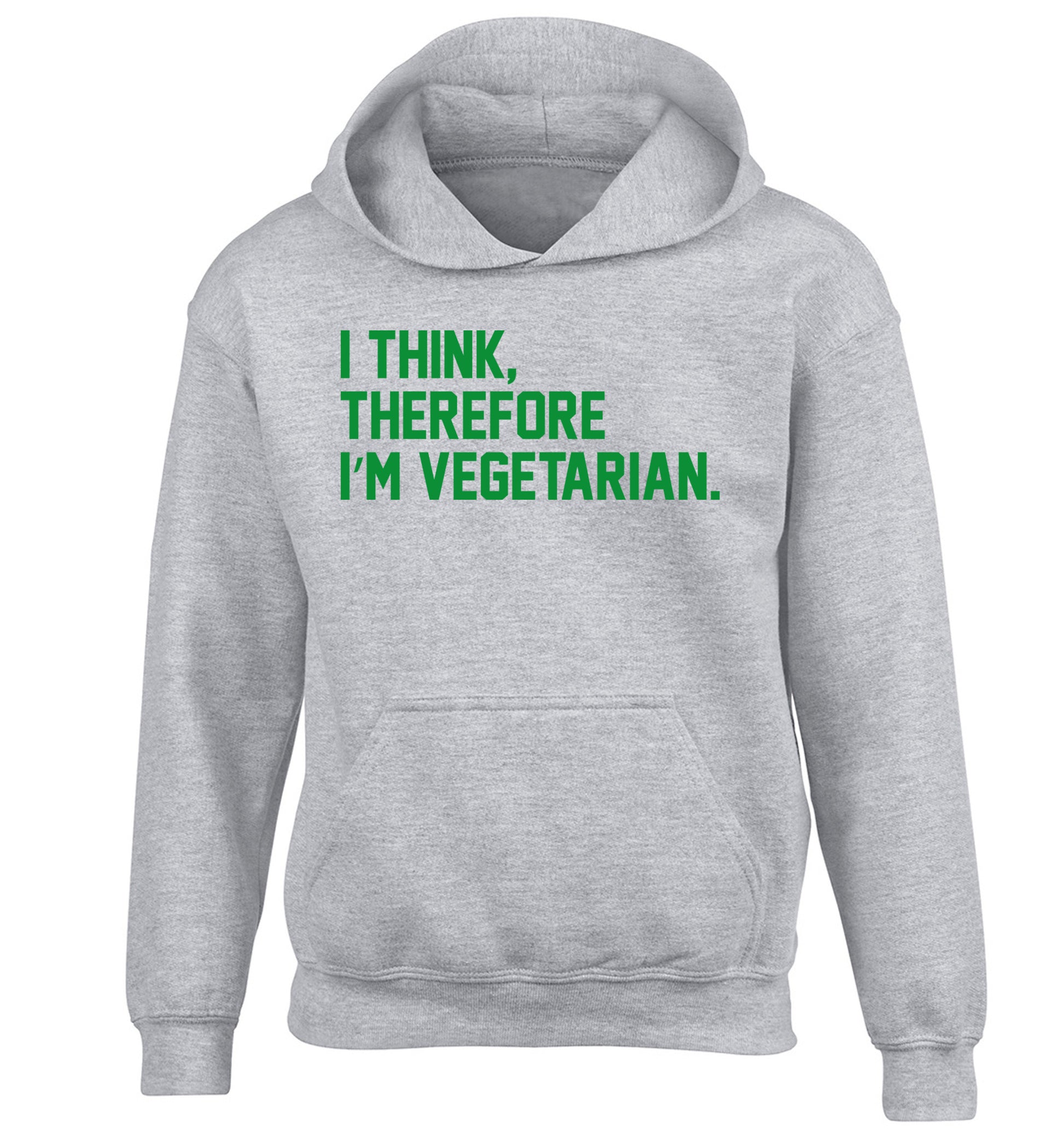 I think therefore I'm vegetarian children's grey hoodie 12-14 Years