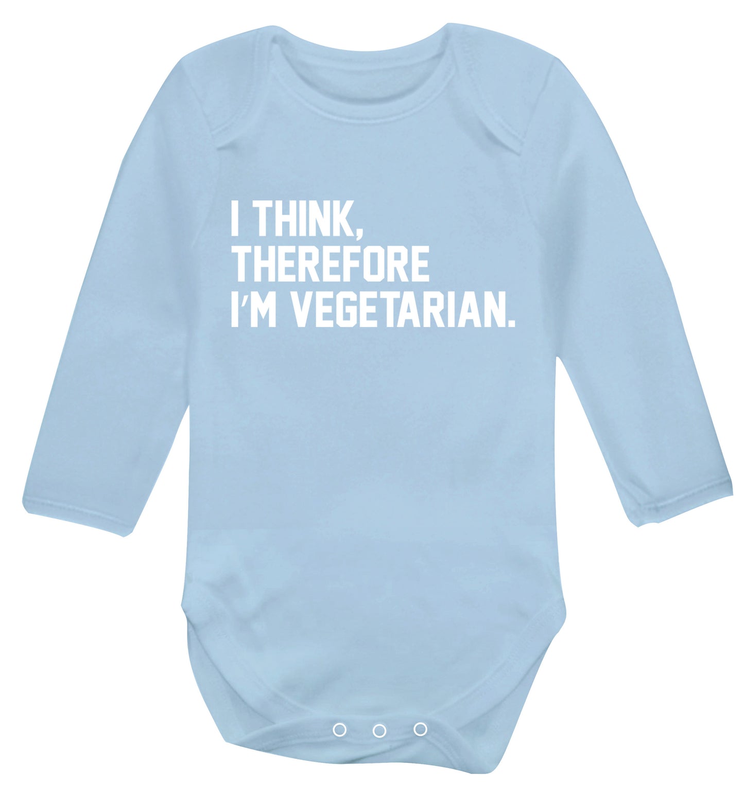 I think therefore I'm vegetarian Baby Vest long sleeved pale blue 6-12 months