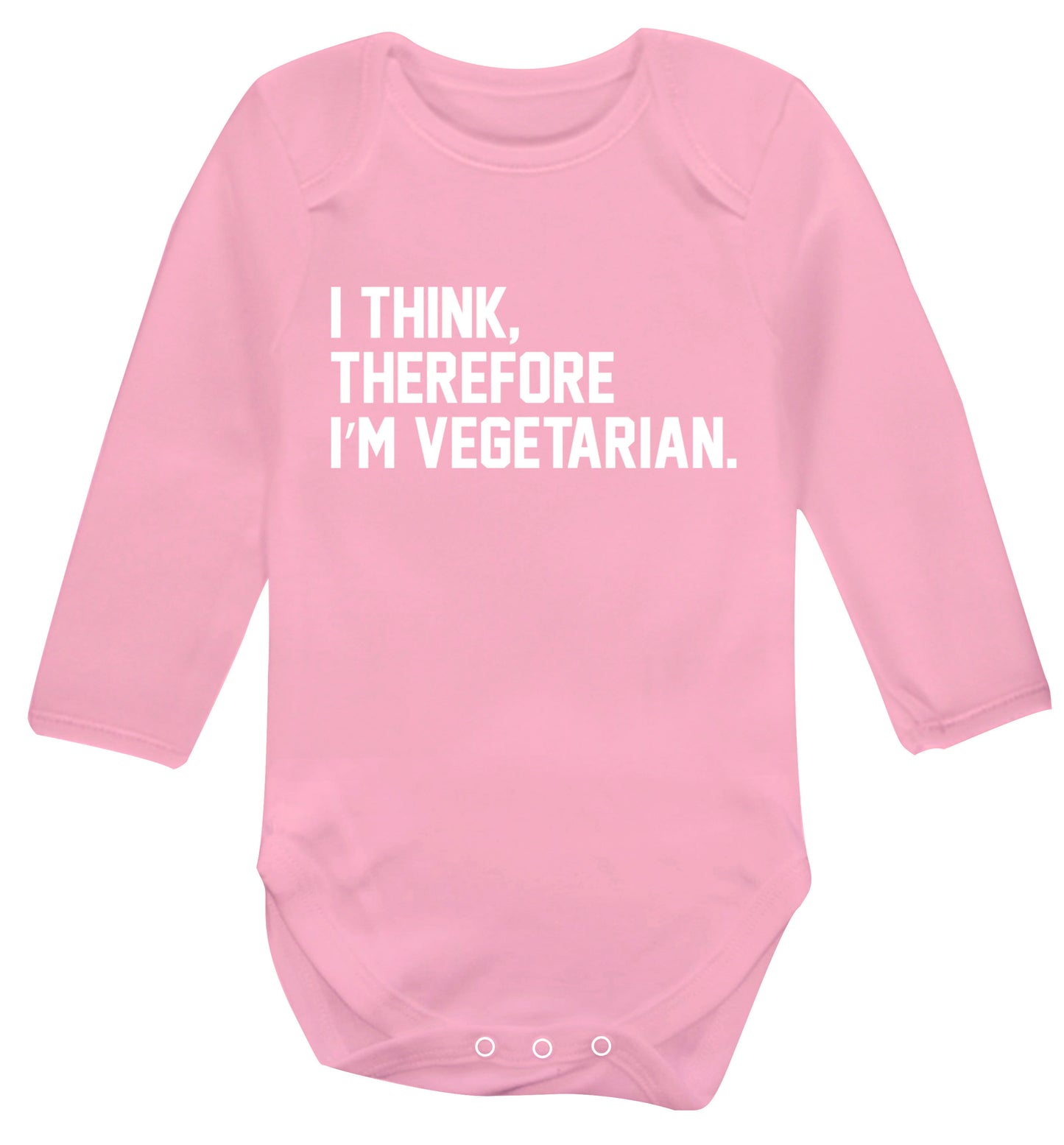 I think therefore I'm vegetarian Baby Vest long sleeved pale pink 6-12 months