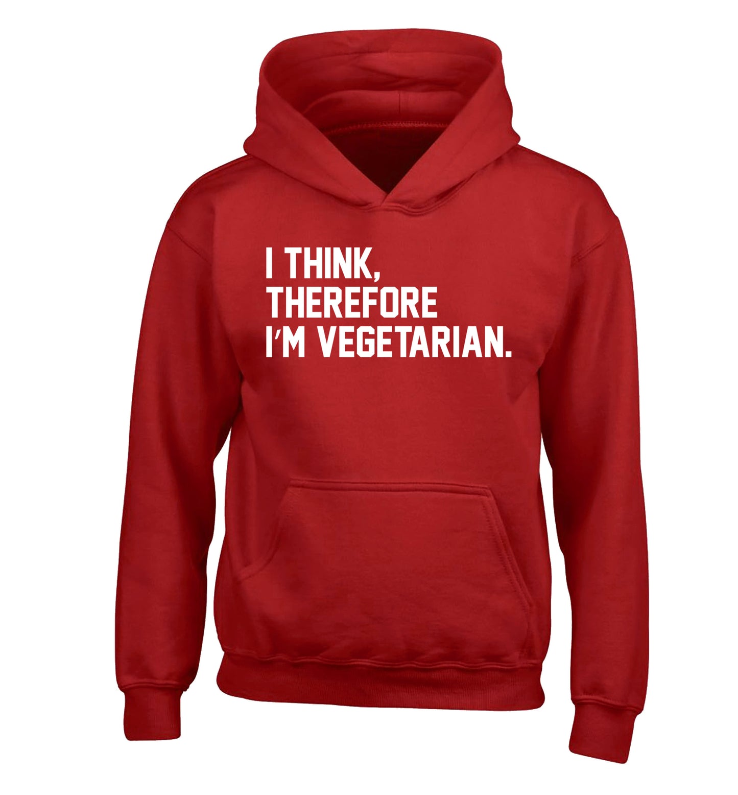 I think therefore I'm vegetarian children's red hoodie 12-14 Years