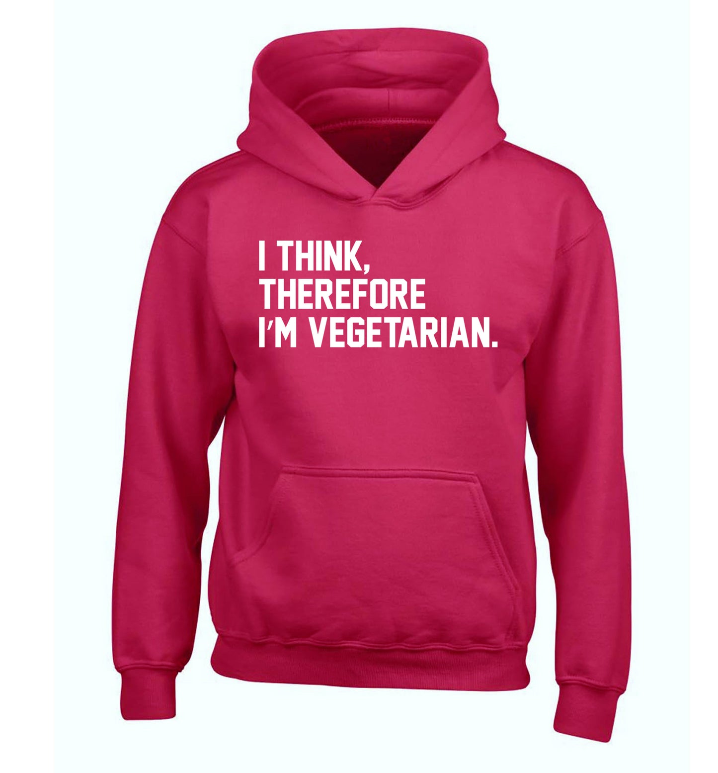 I think therefore I'm vegetarian children's pink hoodie 12-14 Years