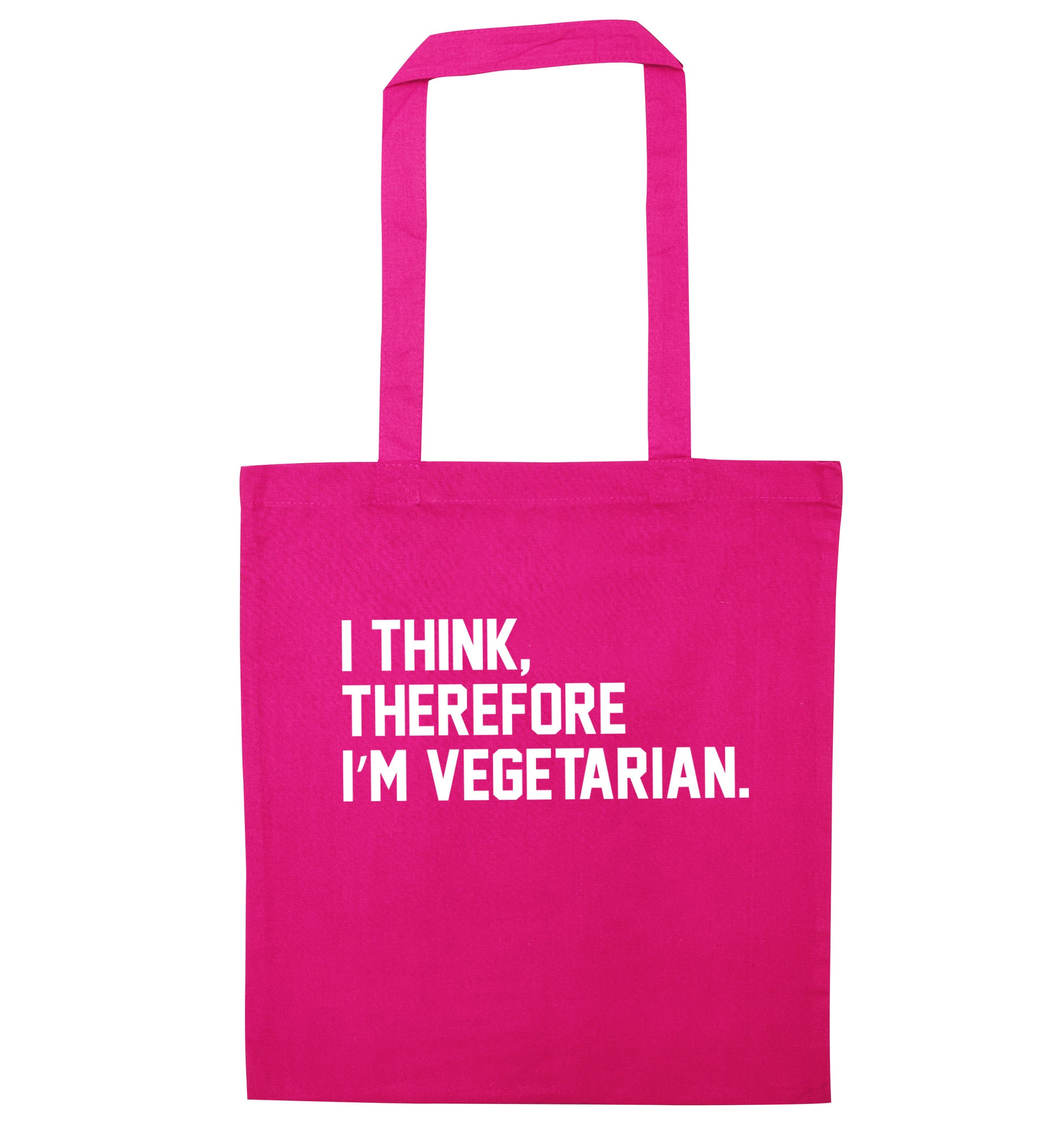 I think therefore I'm vegetarian pink tote bag