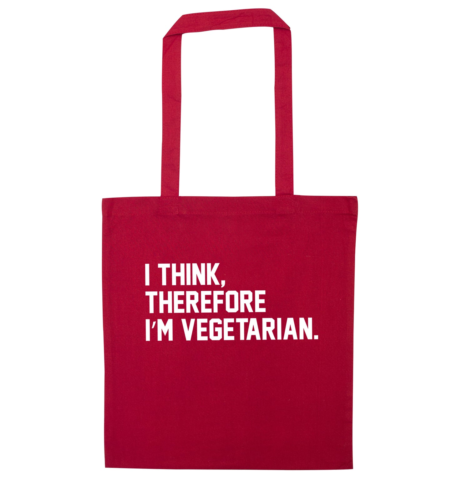 I think therefore I'm vegetarian red tote bag
